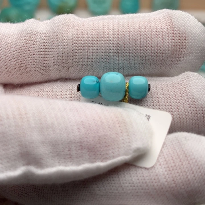 绿松石未镶嵌老型高瓷蓝套装7.7mm-5.9mm