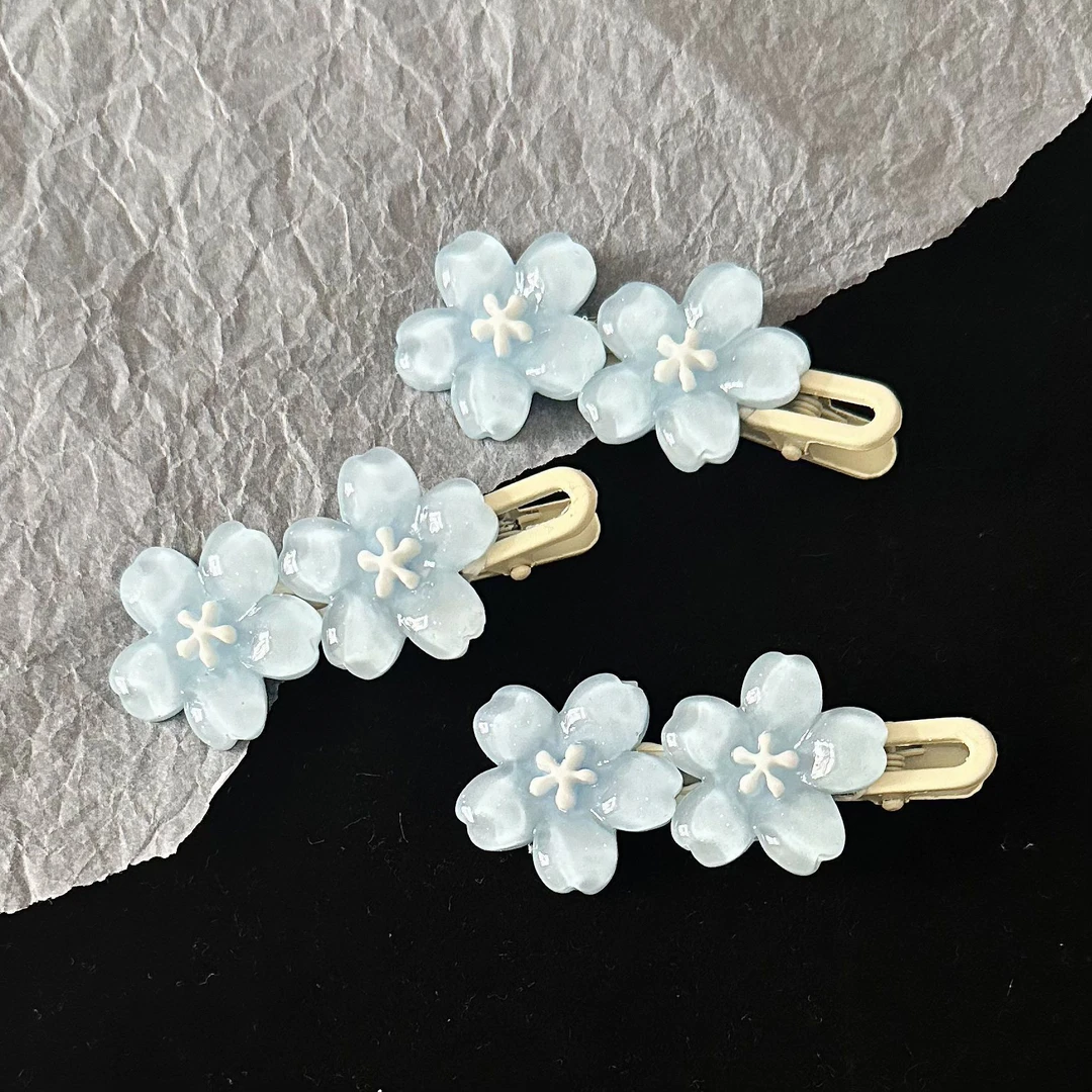 3个装果冻樱花ins发夹少女春夏甜美边夹花朵发夹