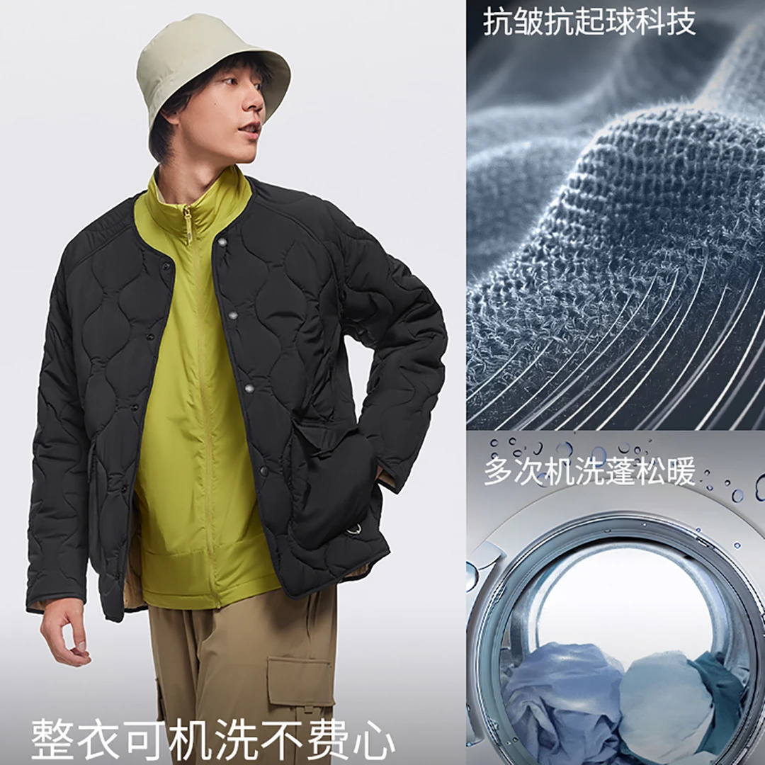 58320 品牌男士轻薄无领棉服宽松保暖适合户外徒步穿着