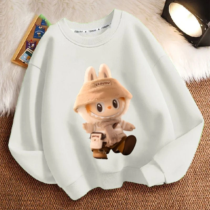 拉布布秋冬新小中大男女儿童卫衣圆领加厚长袖宽松休闲加绒外套潮