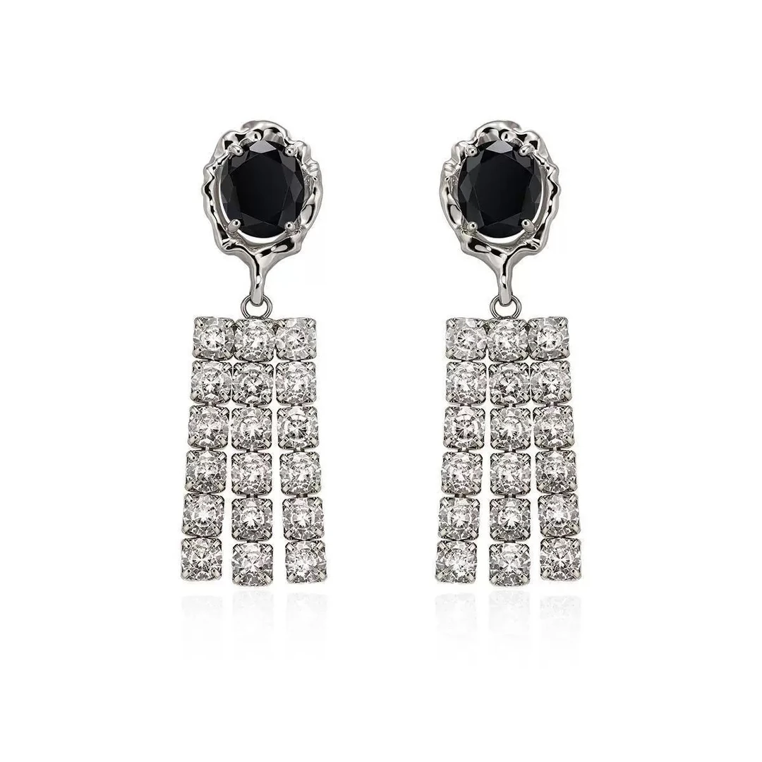 纯铜合成锆石耳饰 YISLON 轻奢高级感锆石小众设计流苏耳环