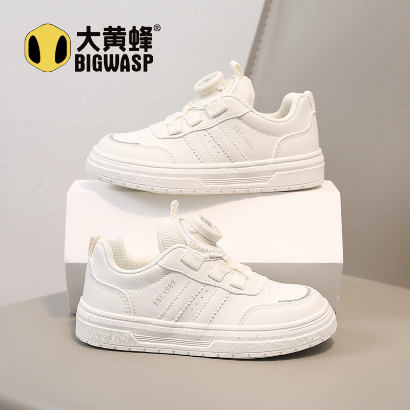 大黄蜂秋季新款校园小白鞋儿童鞋男女童旋钮运动鞋户外跑步鞋百搭