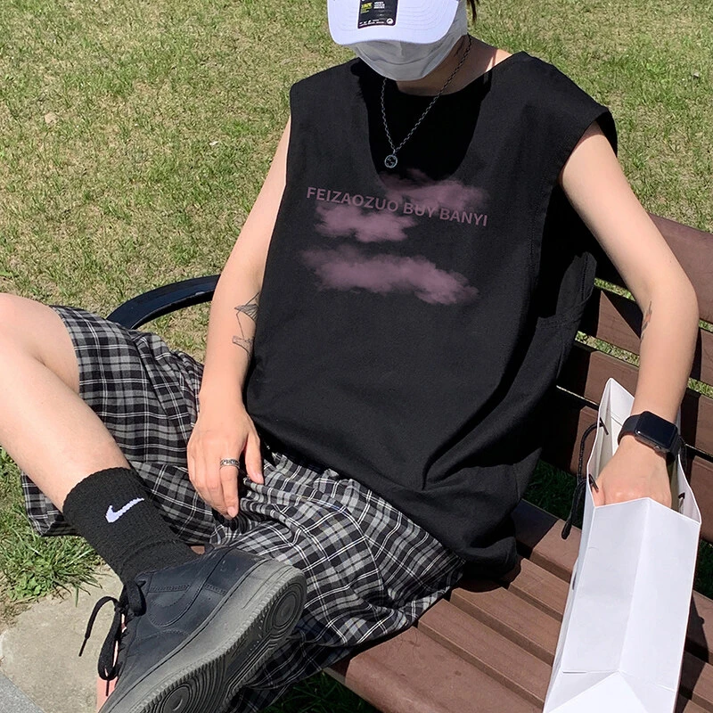 美式高街背心男夏季ins潮牌网红无袖t恤休闲运动篮球健身坎肩上衣