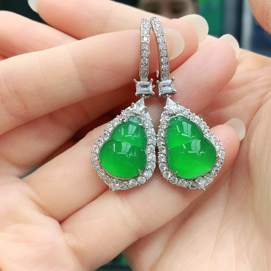 银S925镶嵌耳钉玛瑙/玉髓