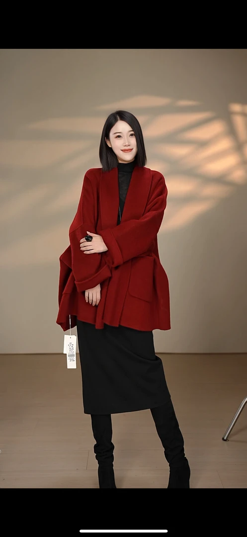 2025年春装秋冬季新款双面大衣高级感女士小个子中长外套毛呢