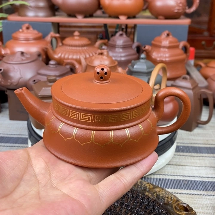 紫砂茶壶禅玉230cc原矿一厂老红土紫砂