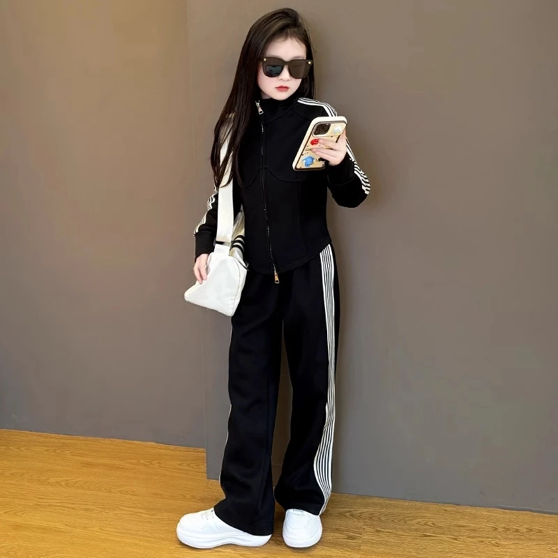 女童运动套装春季2025新款洋气儿童春装中大童网红春秋时髦两件套