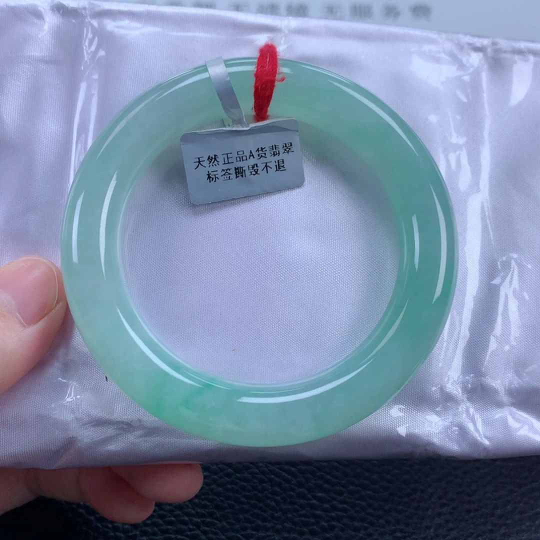 未镶嵌手镯翡翠缅甸天然翡翠手镯57胖圆