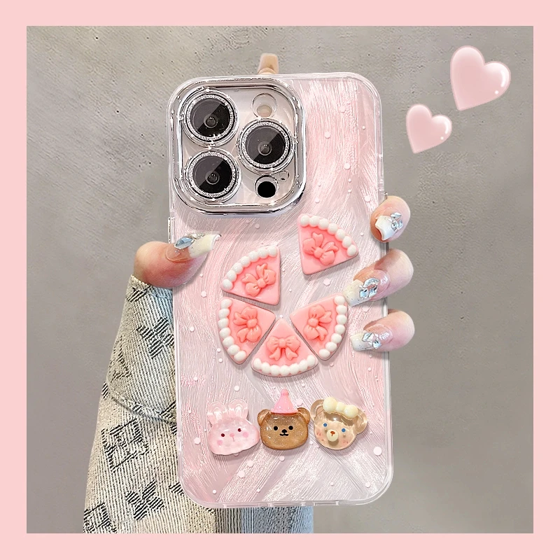 蛋糕公仔适用苹果15vivo华为oppo小米iPhone16精孔羽纱支架手机壳