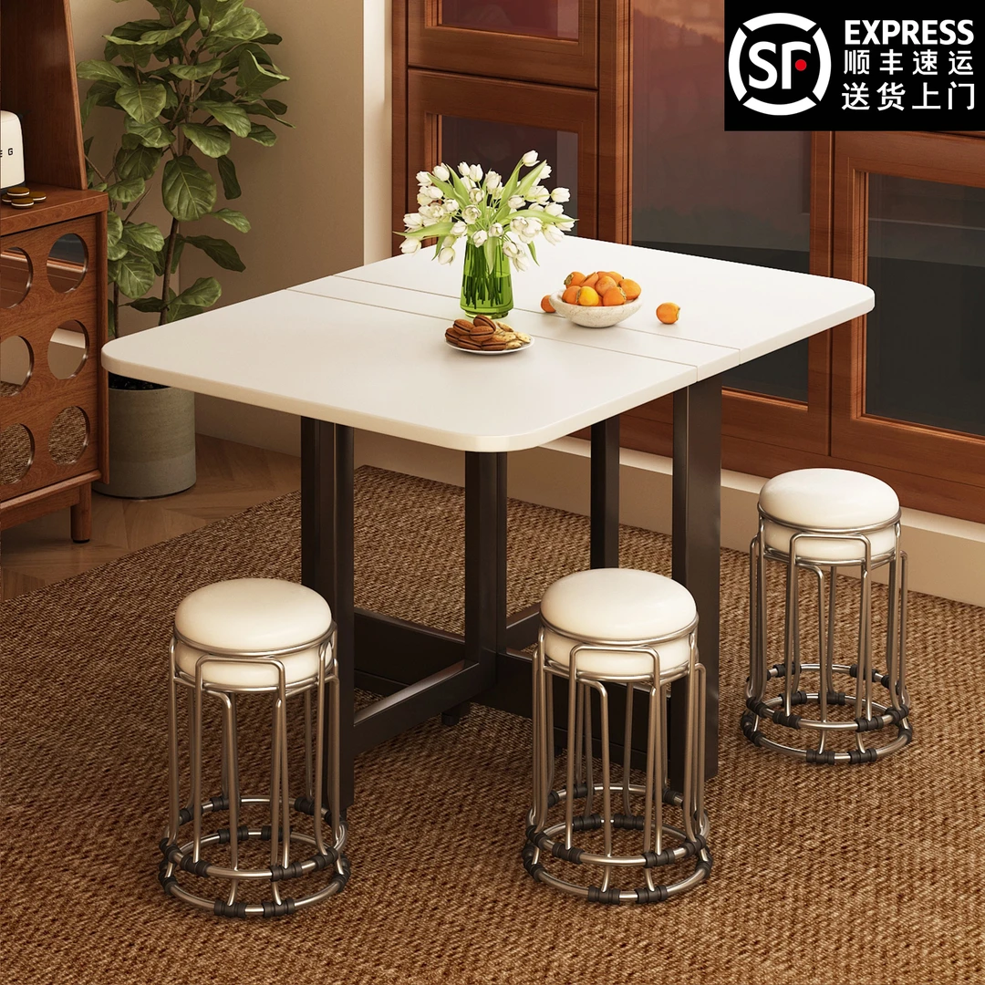 可折叠餐桌家用小户型多功能出租屋简易可移动超薄长方形吃饭桌子