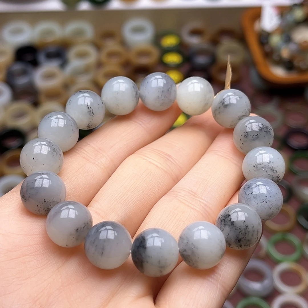 和田玉未镶嵌戒指卡12点墨青花