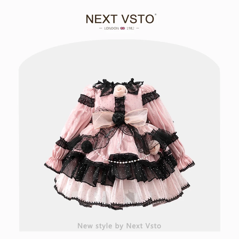 英国NEXT VSTO女童露娜猫洛丽塔公主裙春秋迪士尼儿童蓬蓬连衣裙