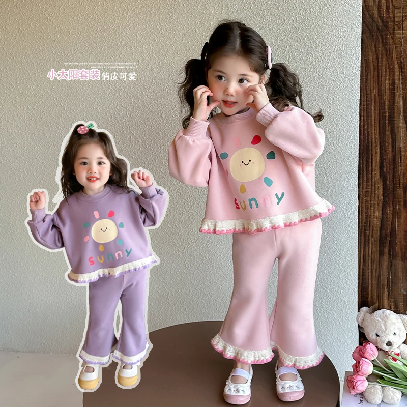 女童卫衣套装洋气儿童春装新款网红女宝宝喇叭裤两件套小女孩时髦
