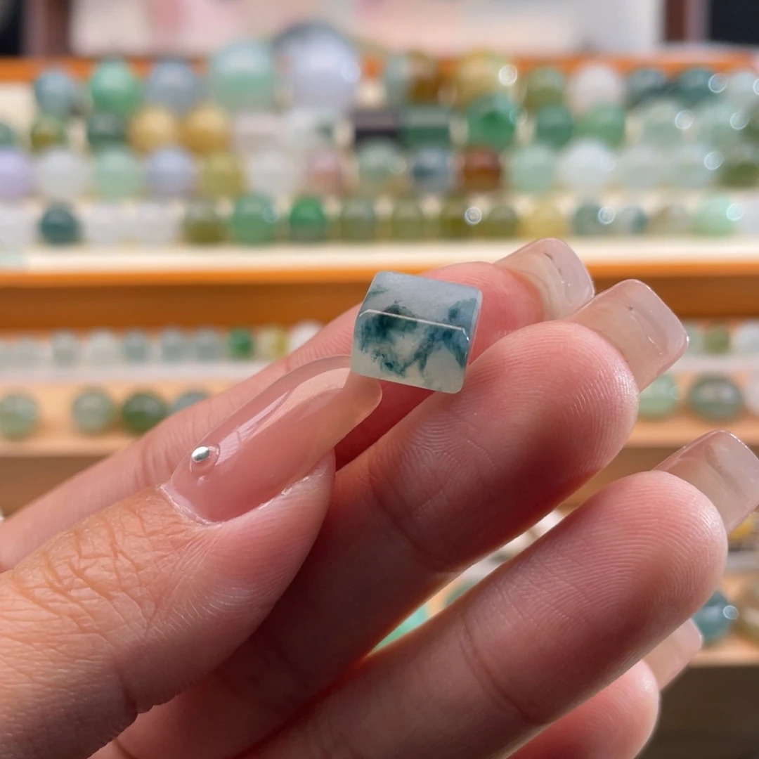 未镶嵌定制翡翠天然缅甸翡翠a货蓝花方糖