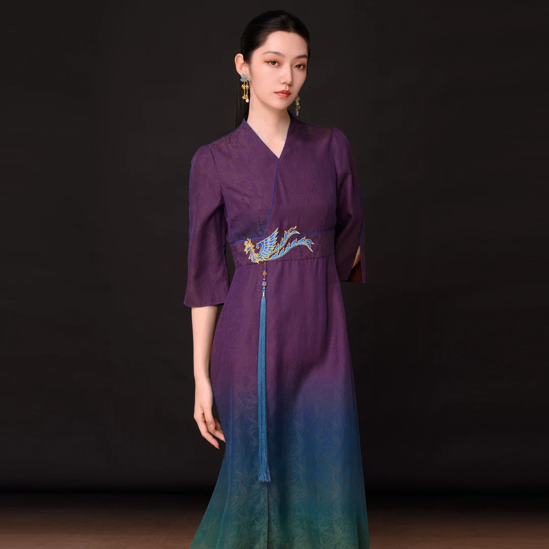 新中式国风新款气质  点翠惊鸿连衣裙953237466