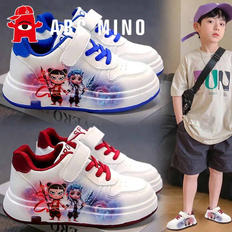 ABC MINO哪吒童鞋儿童小白鞋2025新款秋季男童运动板鞋透气鞋子