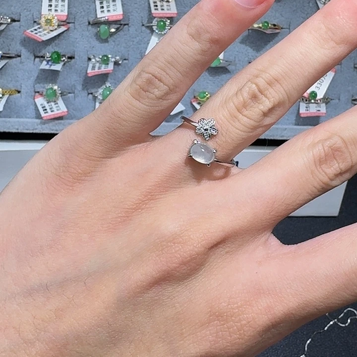 翡翠戒指银S925镶嵌ggghh