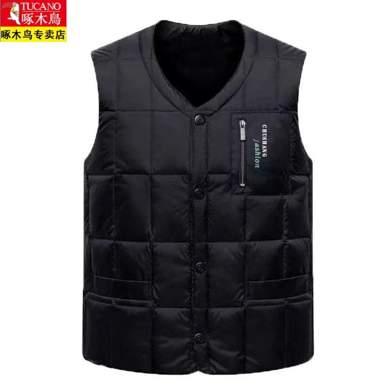 TUCANO/啄木鳥中老年羽绒马甲男士坎肩爸爸秋冬保暖加厚内胆背心