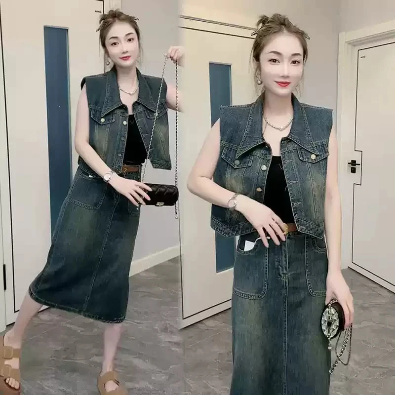 欧货不规则牛仔马甲女2025春秋新款洋气无袖外套宽松显瘦马夹上衣