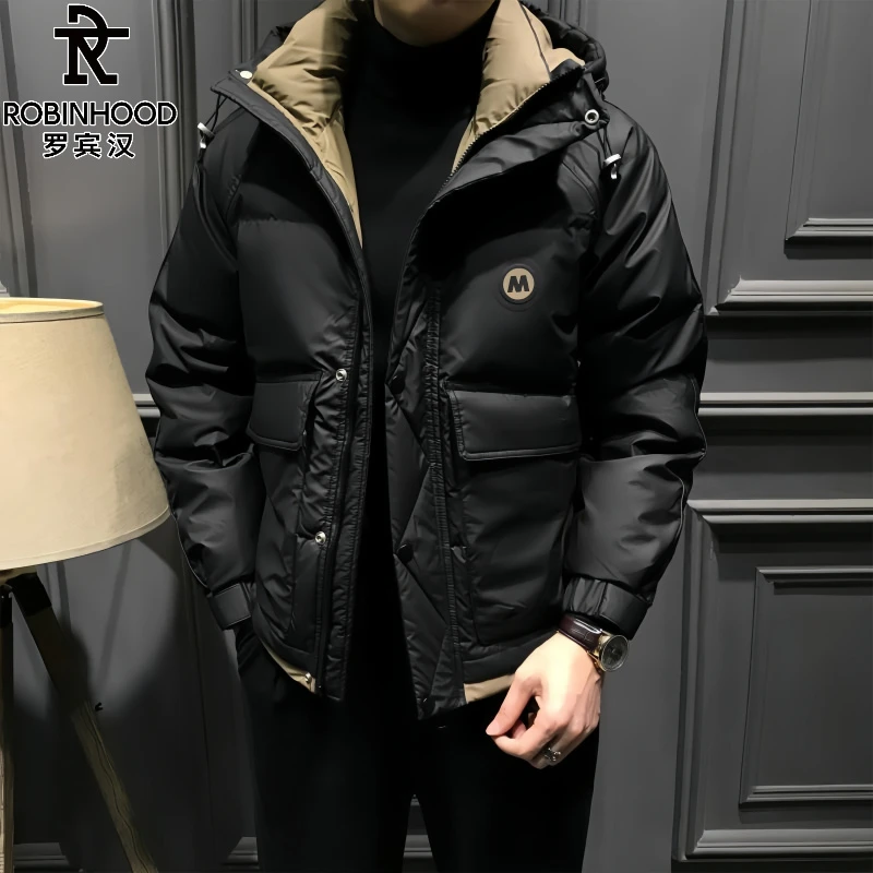 罗宾汉/ROBINHOOD冬季男士帅气棉服新款潮牌连帽工装加厚保暖外套