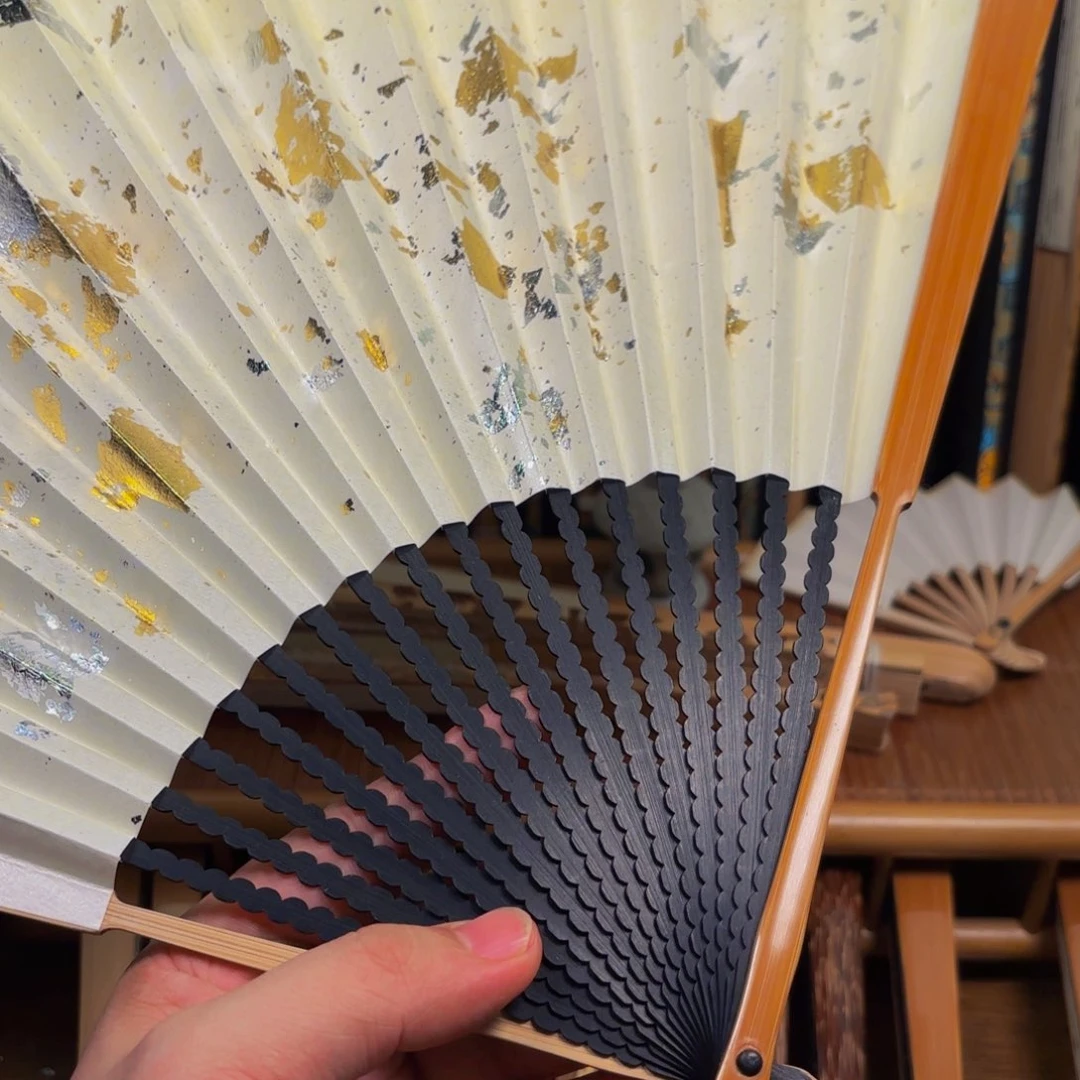 扇子白撒金龙鳞老川料158