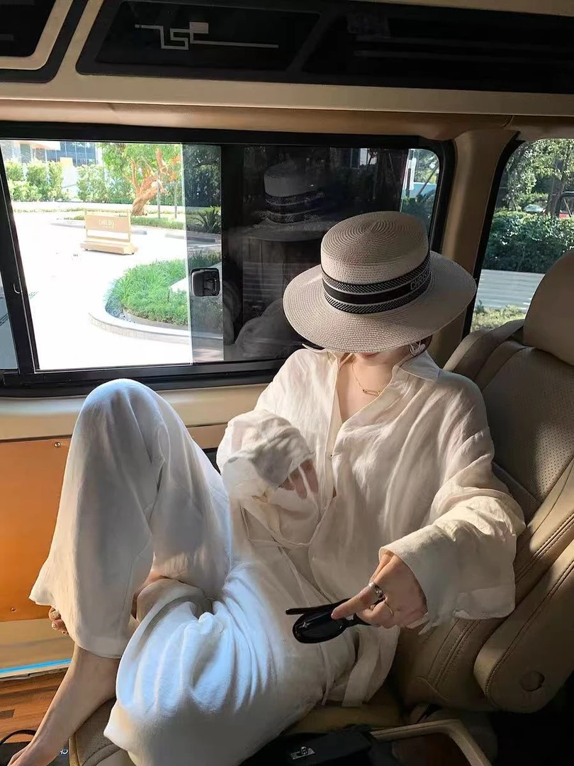 时尚麻衬衫裤子宽松休闲裤女装夏