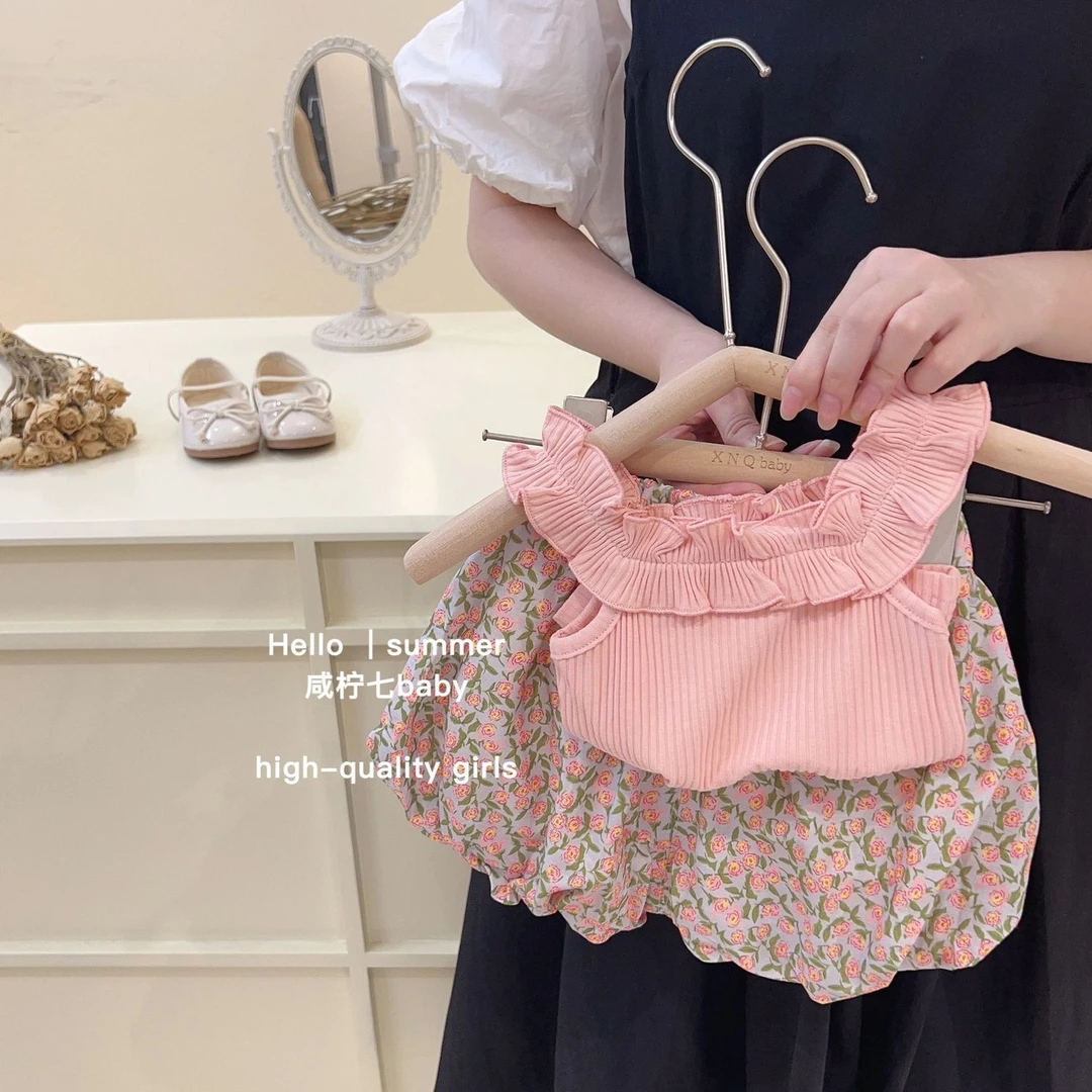女童夏装潮款套装2025新款洋气宝宝韩系夏季儿童背心短裤两件套