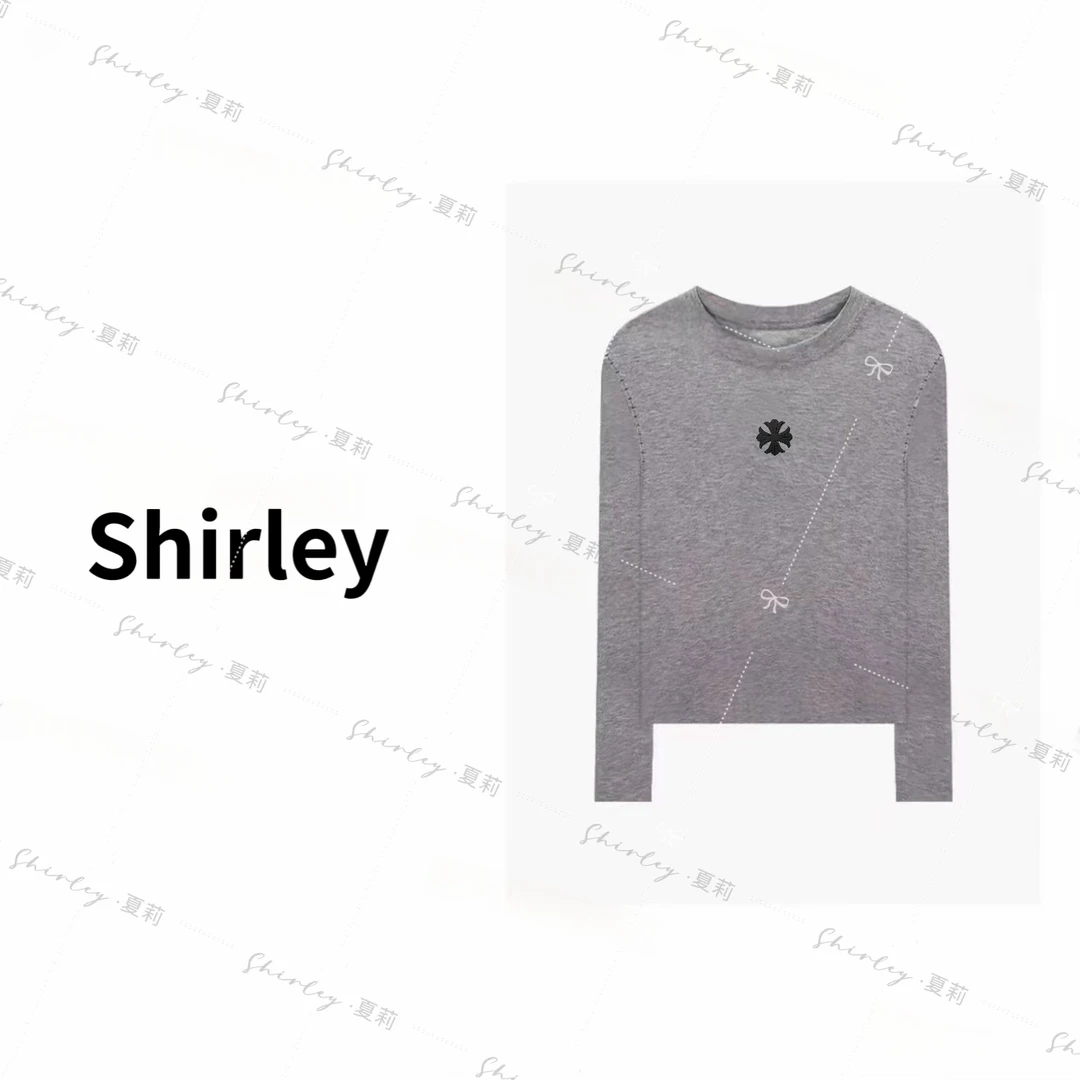 Shirley “夏莉”小雪花长袖T恤女秋冬季时尚新款修身圆领正肩上衣