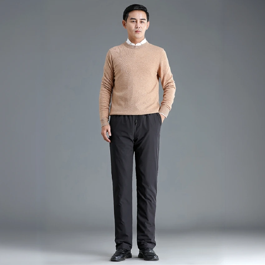 冬季休闲运动时尚纯色宽松外穿男士款羽绒裤