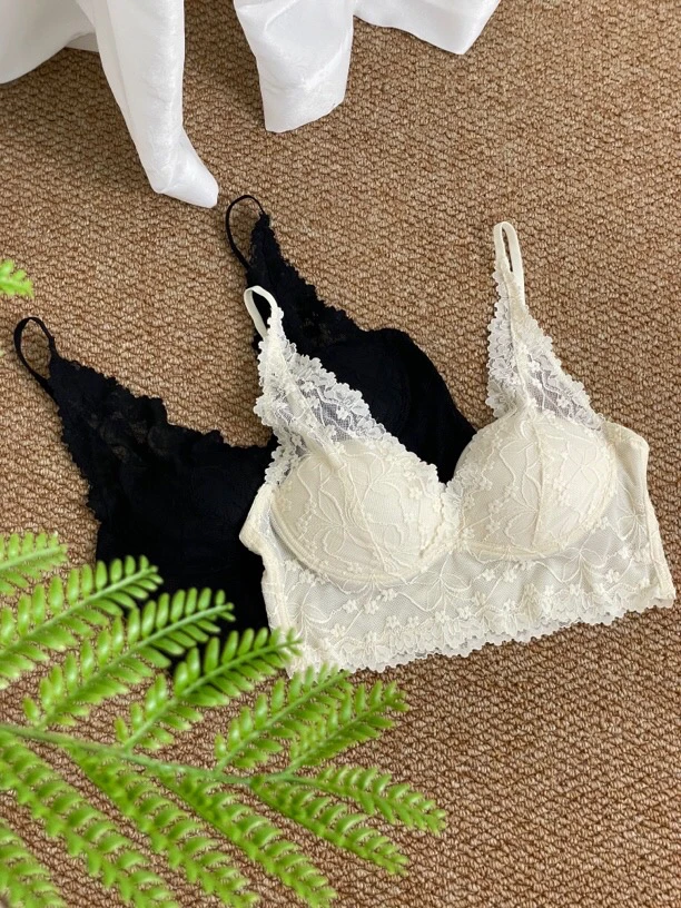 法式V领柔软蕾丝美背固定杯ＳＱ２５０６１０