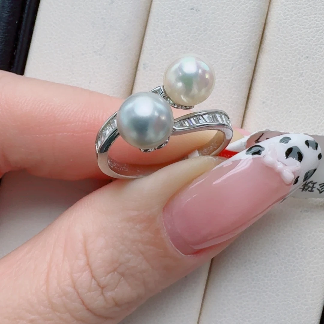 银S925镶嵌海水珍珠戒指@@yj324