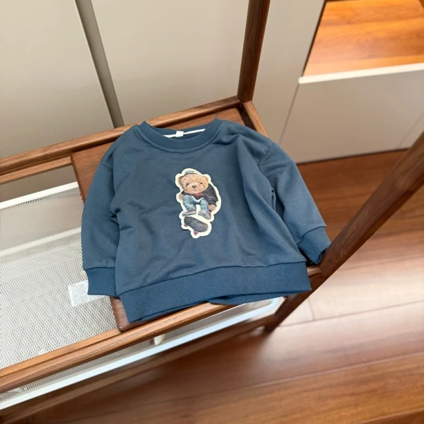 【编号I234】22348-06-儿童立体小熊卫衣灰蓝色-Sesamehoney