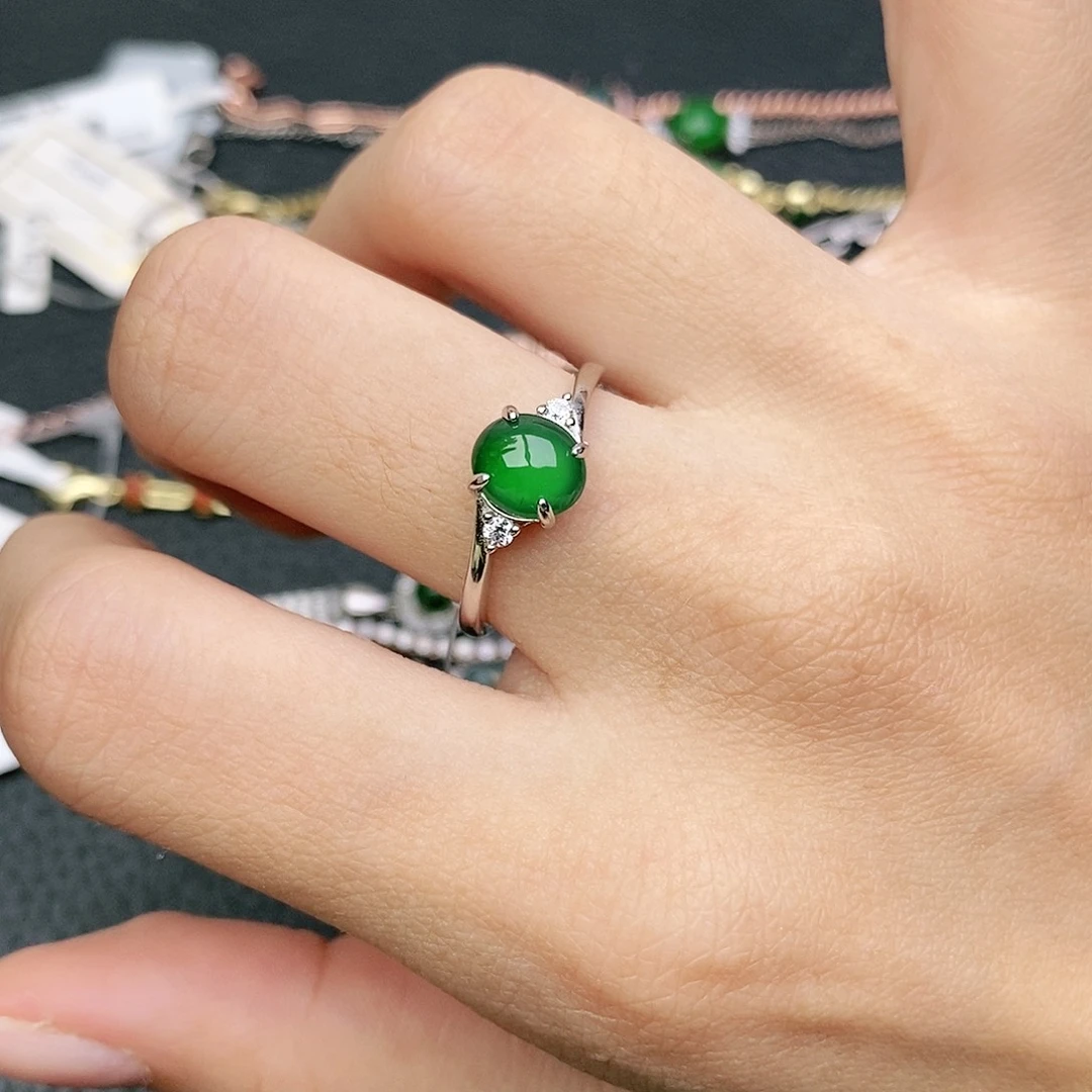 翡翠银S925镶嵌戒指