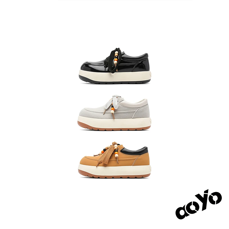 aoyo25FW*秋冬新款丑萌厚底面包鞋 低帮百搭潮鞋