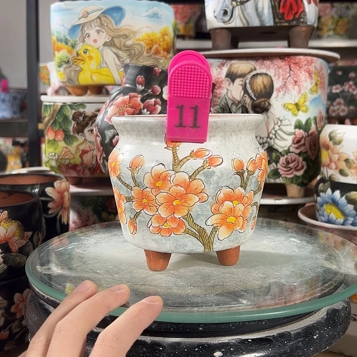 景德镇手绘花盆满38包邮