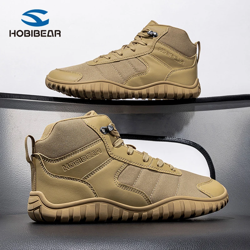 HOBIBEAR户外休闲男鞋防滑高帮宽头运动鞋前掌加宽平步舒适赤足鞋