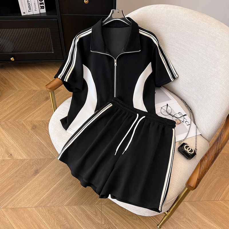 夏季新款休闲显瘦短袖上衣+短裤/半身裙两件套套装-YSDM2715+2716