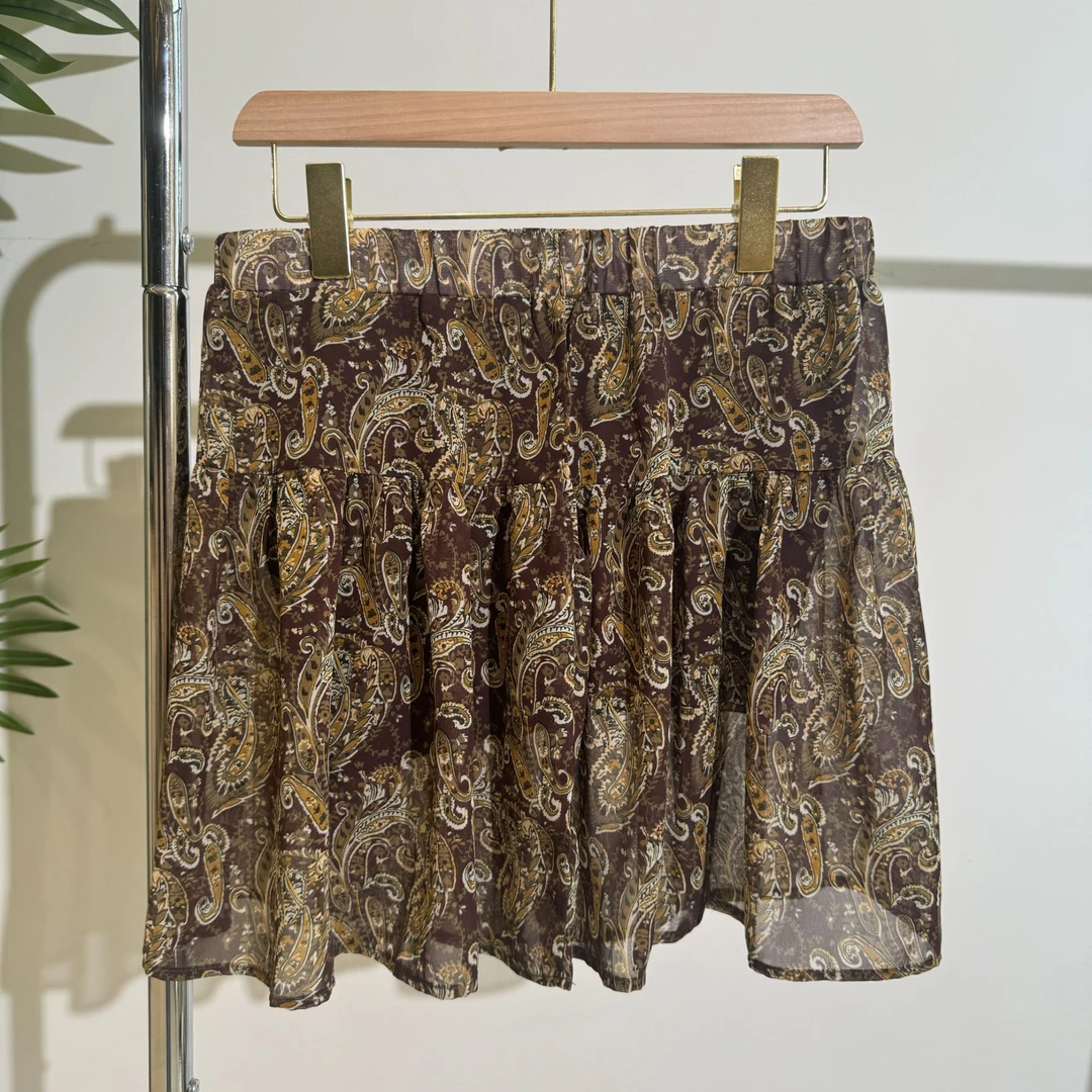 裙长42雪纺A字裙花色碎花百搭短裙时尚薄款