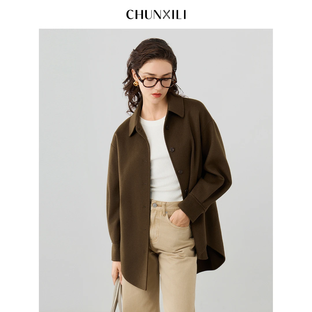 CHUNXILI/春熙里 秋冬时尚简约毛呢中长款外套D07W53023