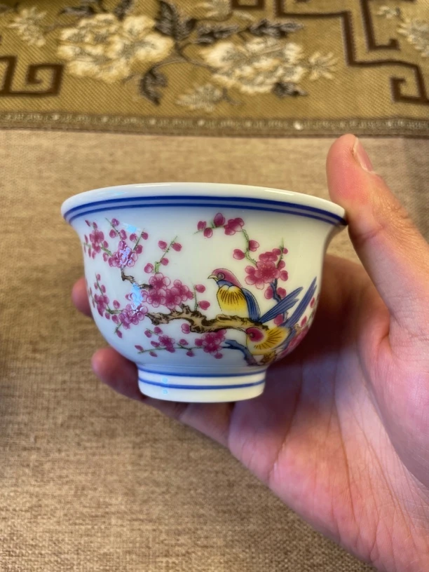 景德镇陶瓷粉彩釉上彩喝茶杯主人杯压手杯功夫茶杯
