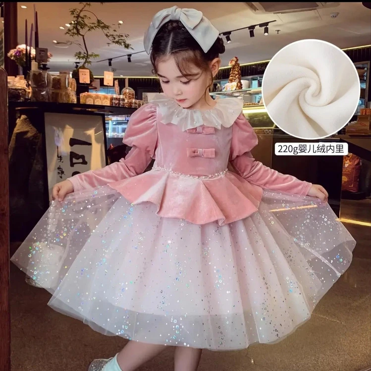 童泰【断码】2025新款冬季女童公主裙粉色蓬蓬裙洋气宝宝生