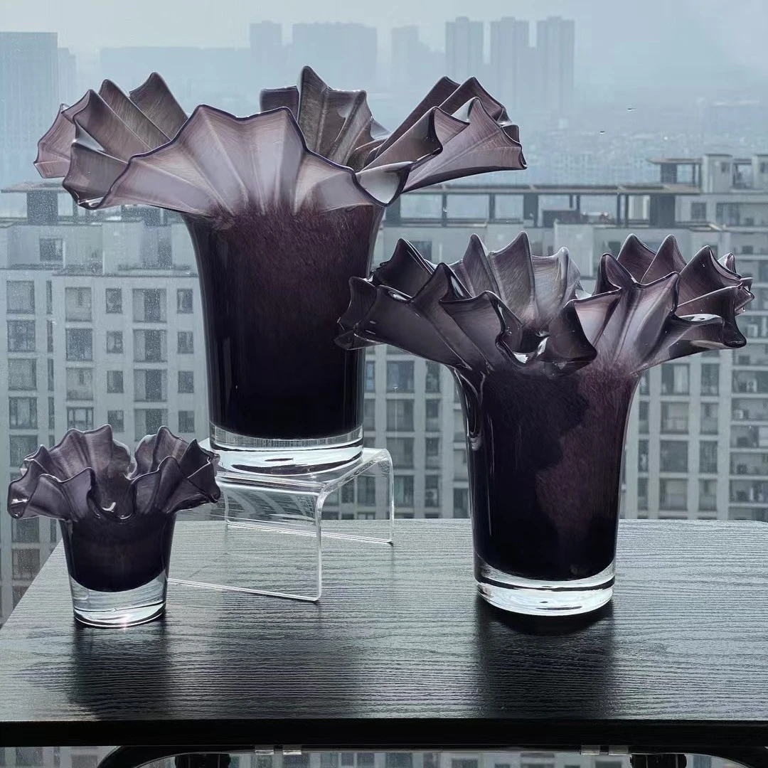 现代简约创意琉璃花器芍药花瓶样板房家居桌面茶几