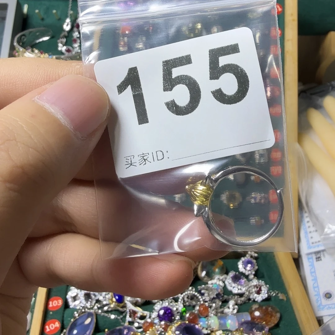 ༺***༻银S925镶嵌石英质玉戒指