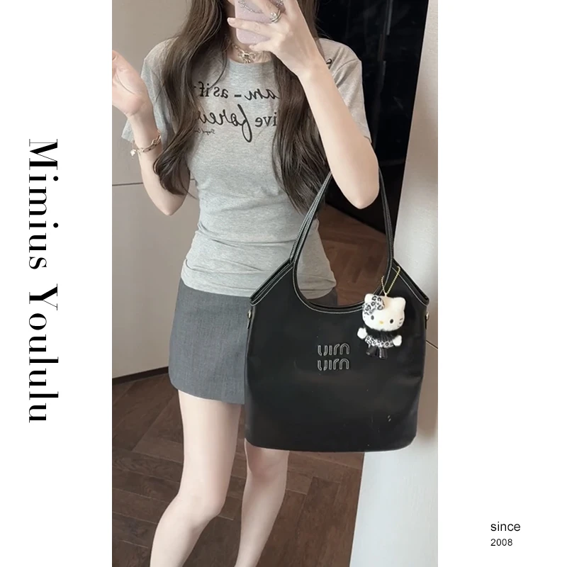 【mimius】琳琳复古百搭字母印花收腰显瘦短袖T恤 G03288