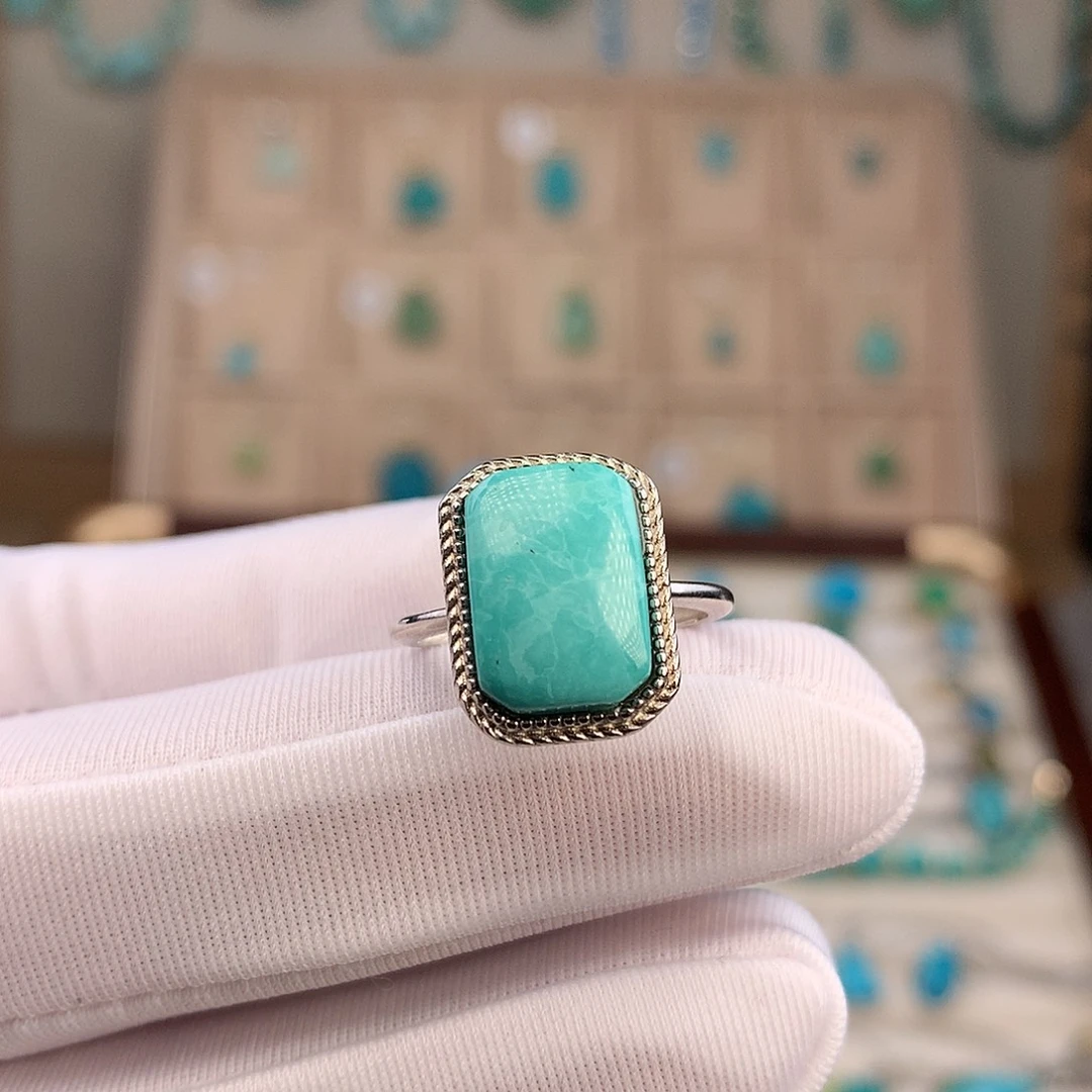 绿松石银S925镶嵌戒指