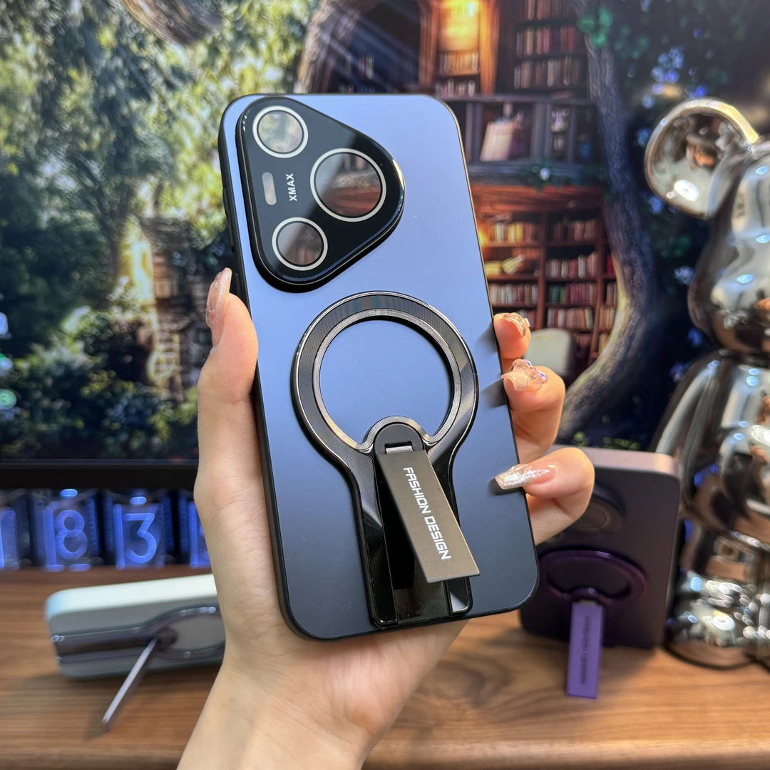 适用华为pura70手机壳磁吸支架自带镜头膜p70pro+防摔70ultra软边