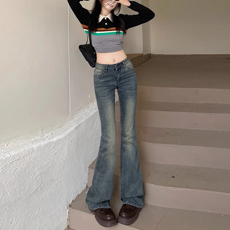 微喇叭牛仔裤女2025新款春秋季高腰显瘦弹力大码胖mm拖地马蹄裤子