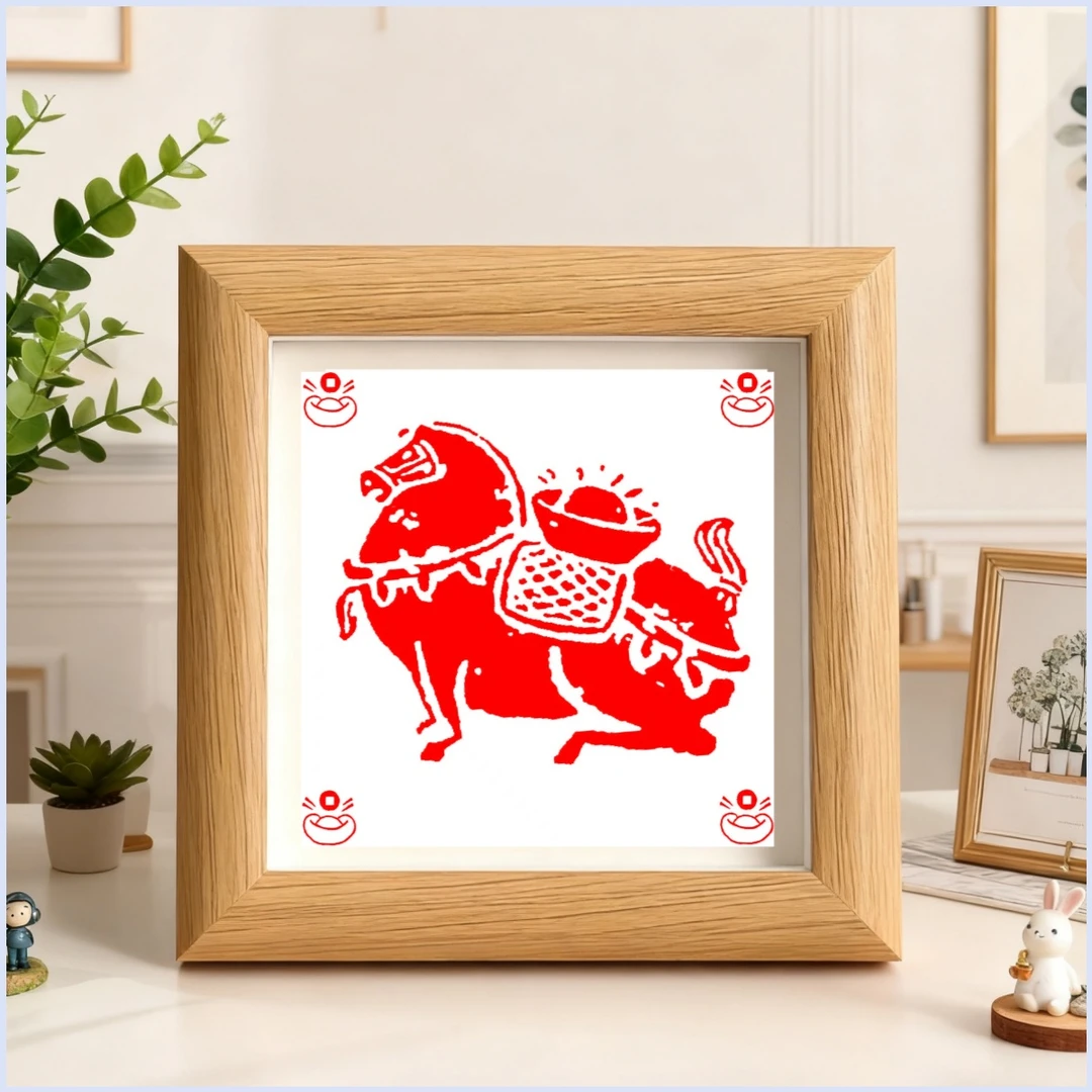 元宝马朱砂画2026春节装客厅卧室装饰礼物