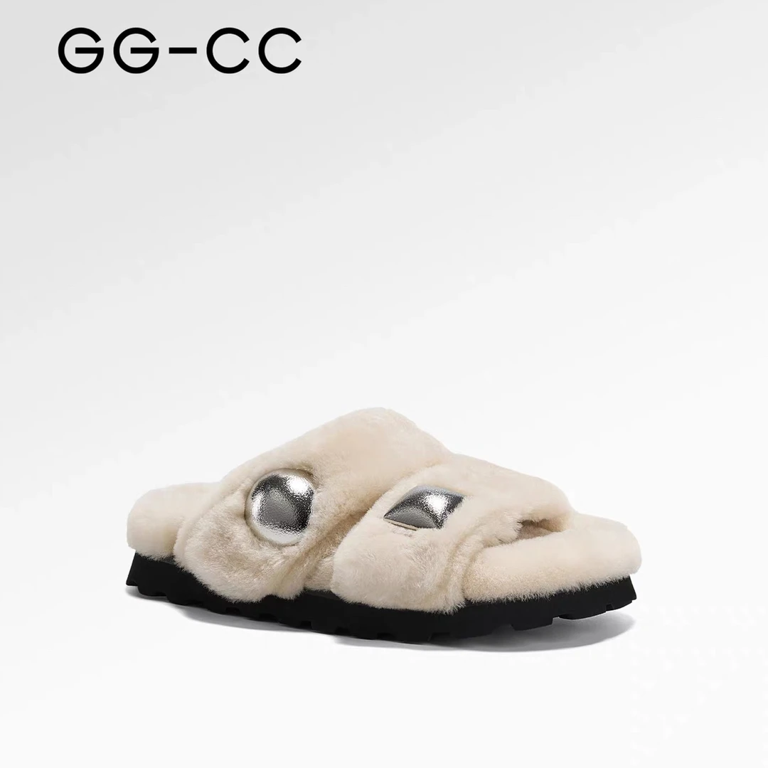 【乌木玫瑰】GGCC法式摩登千金贵感毛毛拖鞋女2025秋季新款可外穿