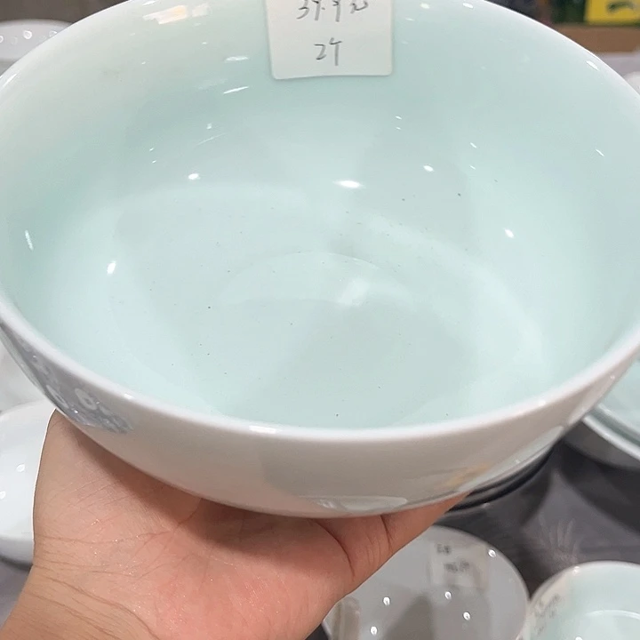 瓷片青瓷7英寸罗汉面碗两个包邮